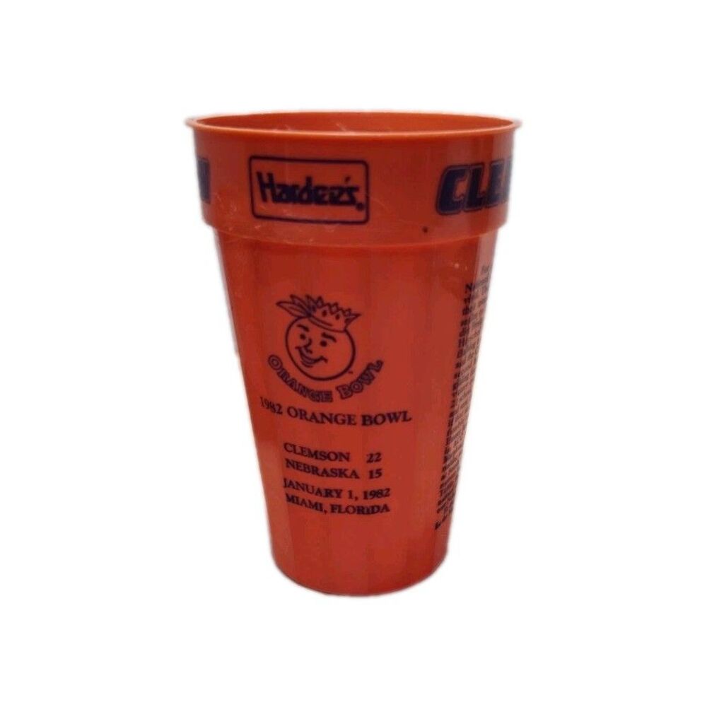 Vintage 1982 Hardee's Clemson Tigers Plastic Drink Cups‎